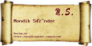 Mondik Sándor névjegykártya